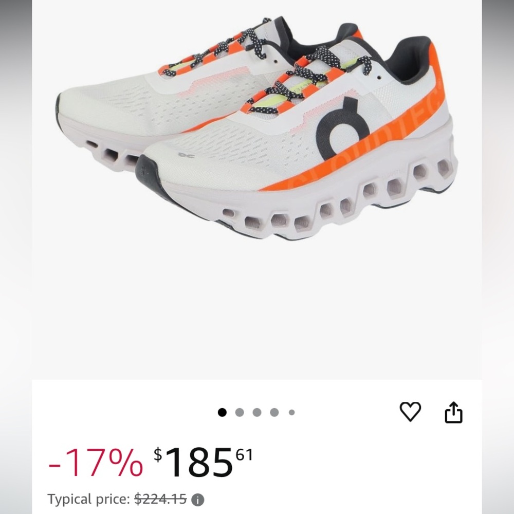 Men’s On Running Cloudmonster white and orange